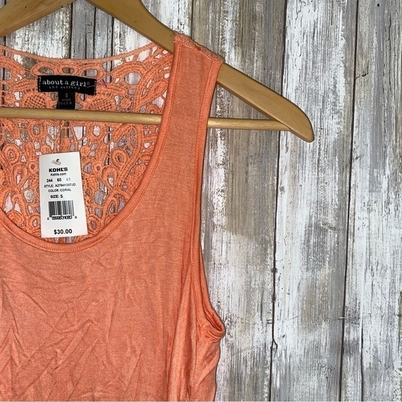 NWT About A Girl Peach Lace Back Tank - Picture 2 of 4